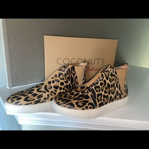 NWT Coconuts by Matisse leopard print Sneakers bootie boots Animal hi top shoes - Picture 5 of 7